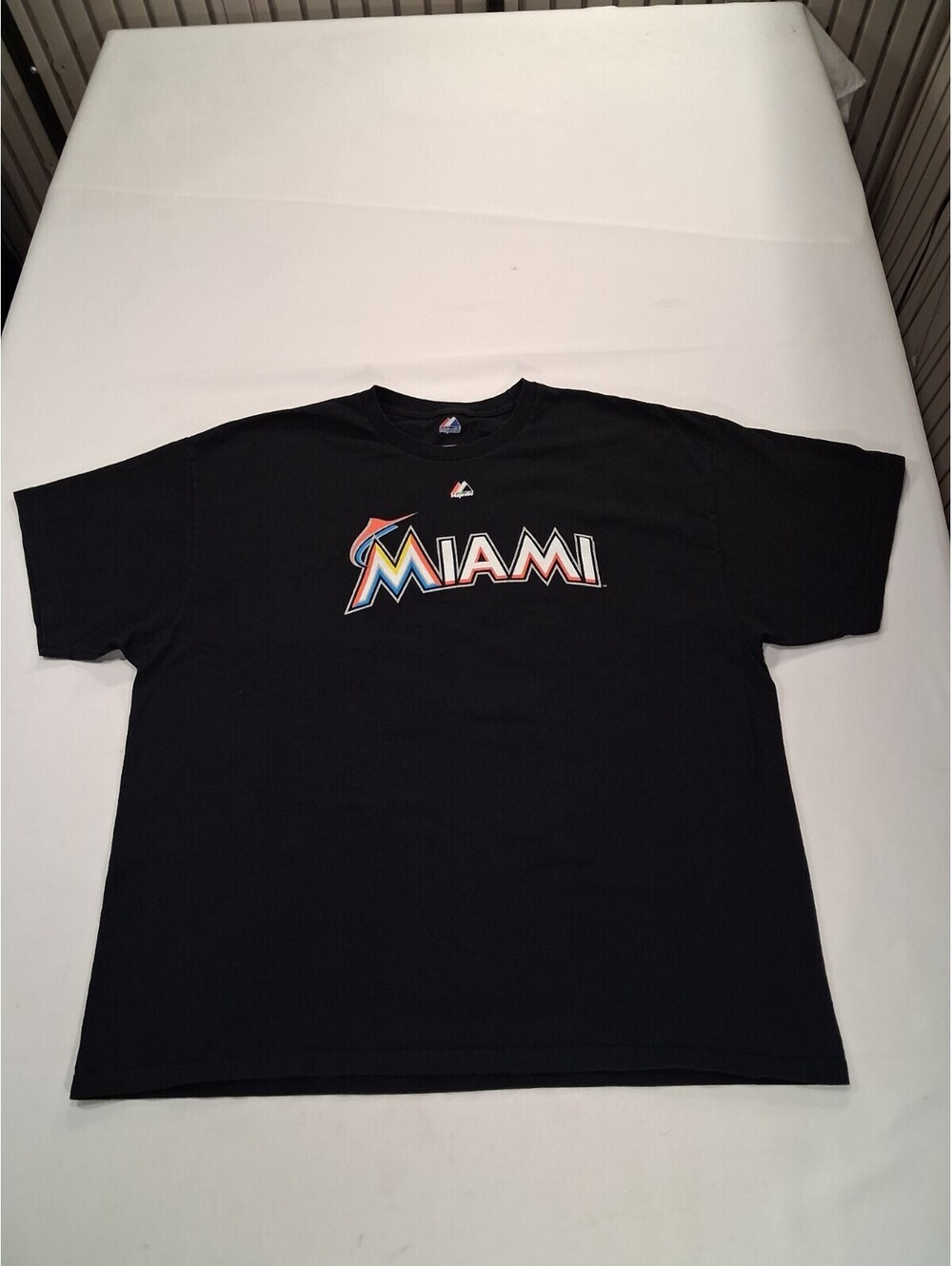 Majestic Miami Marlins Men's Black Cotton Short Sleeve T-Shirt Sz 2XL Carlos Lee